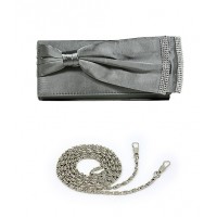 Evening Bag - Double Layer Bow w/ Linear Studs – Gray – BG-92206GY